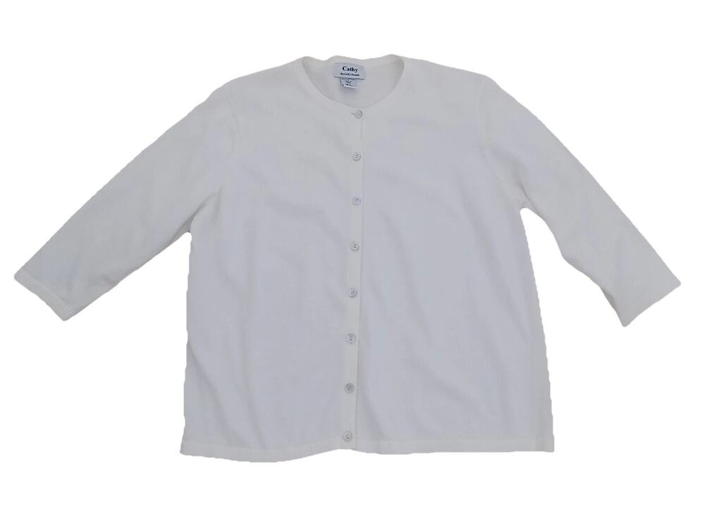 Cathy Daniels cream cardigan sweater 3/4 sleeve size XL